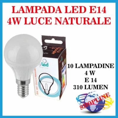 10 LAMPADINE LED E14 ATTACCO E14 WHYLED MINI BULB BIANCO OPACO 4W LUCE NATURALE - Immagine 1 di 3