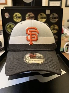 San Francisco Giants New Era 39Thirty Striped Shadow Collection Flex Fit Sz M/LG - Picture 1 of 5