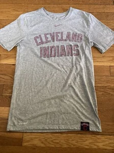 NIKE Cleveland Indians Dri-Fit gray script T-shirt MLB size Men's S - Picture 1 of 3