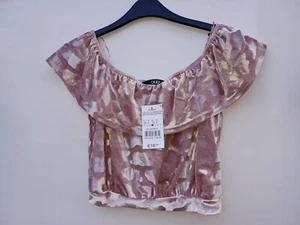 Quiz Bardot Off The Shoulder Velvet Crop Top Pink Size UK 6 8 10 12 14 16 Bnwt - Picture 1 of 2