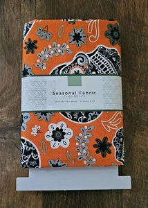 David Textiles 1 Yard Precut Sugar Skulls 100% Cotton Quilt Fabric Orange Black  - Picture 1 of 3