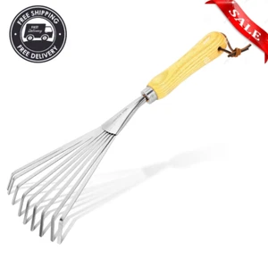Hand Rakes Garden Stainless Steel Hand Rake Soil Tiller With Ergonomic Handle Sm - Picture 1 of 24