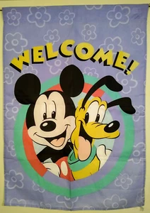 Mickey Mouse Pluto dog Welcome flag Walt Disney 29x41 one-sided (frayed corner) - Picture 1 of 3
