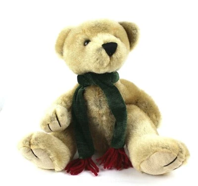 Dan Dee Jointed Brown Teddy Bear Plush International 13"  Green Scarf Vintage - Image 1 of 4
