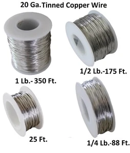 20 Ga Tinned Copper Round Buss Bar Wire- Bare Copper Tin plated / Choose Length - Picture 1 of 6