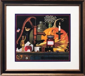 Charles Wysocki "Pump, Pumpkin & a Prayer" New FRAMED Art Americana Autumn - Picture 1 of 3