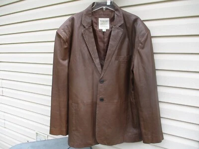 Chaqueta de cuero marrón muy suave para hombre talla XXL, hecha por Pronto -Uomo Foto 1 de 2
