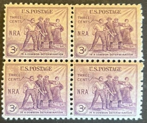 Scott#: 732 - National Recovery Act 3¢ 1933 BPE Block of Four MNHOG - Lot 10 - Picture 1 of 2