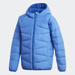 Adidas Frosty Hooded Junior's Boys Winter Duck Down Reflective Jacket Blue