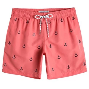 Mens Quick Dry Anchor Swim Trunks with Mesh Lining Swimwear Bathing SuitsRed-... - Picture 1 of 9