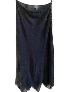 Laura Ashley eleganter gefütterter Rock mit Perlen Taschentuchsaum UK Größe 10 - Bild 1 von 12