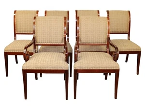 Set of 6 KINDEL Mahogany with Inlays Scroll Back Dinning Chairs - Picture 1 of 12