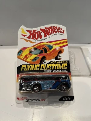 Autobús escolar Hot Wheels RLC Red Line Club Flying Customs Surfin azul en tarjeta Foto 1 de 4
