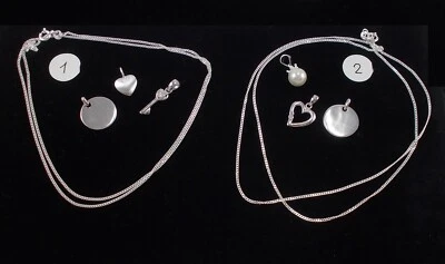 Raro Set Di 3 Ciondolo con Collana Di 925 Argento Sterling Nuovo Mai Messo - Immagine 1 di 3