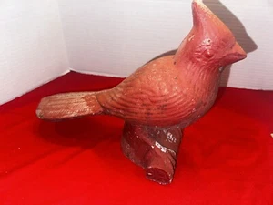 Vintage Concrete Red Cardinal Birdbath Statue  - Picture 1 of 12