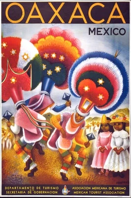 Póster de viaje Oaxaca México 1947 Covarrubias impresión de arte de pared danza vintage Foto 1 de 4