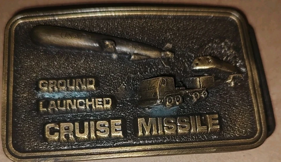 GROUND LAUNCHED CRUISE MISSILE BELT BUCKLE! VINTAGE! VERY RARE! 1970s! USA! USAF - Image 1 of 2