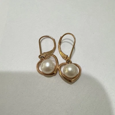 14K Rose Gold and White Pearl Earrings - Image 1 of 3