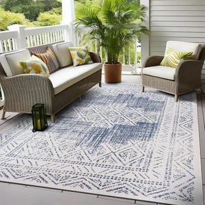 Rugshop Outdoor Carpet Bohemian Reversible Rug Patio Outdoor Rugs for Porch 8x10 - Picture 1 of 10