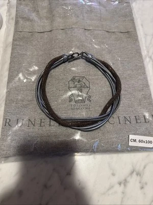 Gargantilla Brunello Cucinelli Monili Cuero Gris Bronce Collar Italia Foto 1 de 3