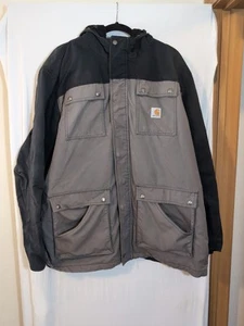 Abrigo Chaqueta de Trabajo Carhartt Hombres XL Sherpa Forrado de Vellón Largo Más Largo Lona Con Capucha - Imagen 1 de 4