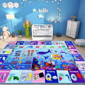 ABC Kids Rug for Playroom 59"×39.4" Ocean Rug Baby Play Mat Alphabet Carpet S... - Foto 1 di 9
