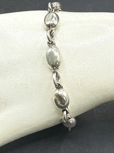 ❤️ 925 Sterling Silver Vintage Mexico Domed Oval Link Bracelet 7 1/4" - Picture 1 of 7