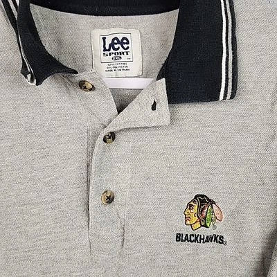 Camisa De Colección Chicago Blackhawks Para Hombres 2XL Gris Cuello Anillo Polo Hockey NHL Lee  Foto 1 de 4