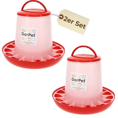 2er Set Futterautomat Hühnerfutterspender Futtertrog Automat Geflügel Futternapf - Bild 1 von 4