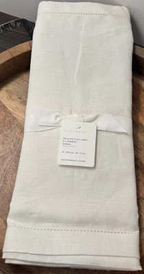 Pottery Barn Belgian Flax Linen Table Runner CLASSIC IVORY 16" x 108” NEW - Image 1 of 4