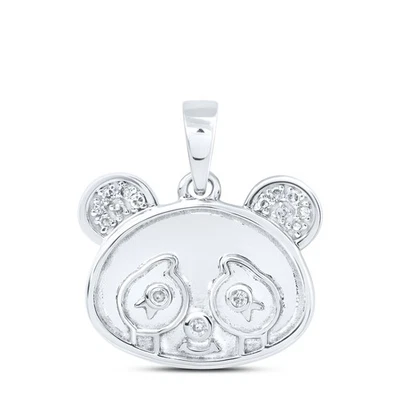 0.05 Ctw Natural Diamond Panda Head Animal Pendant 10k White Gold - Image 1 of 2