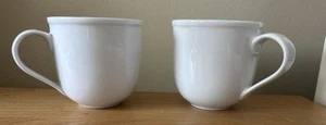 2 Crate & Barrel Cafeware ll Coffee Mugs White Porcelain - Picture 1 of 4