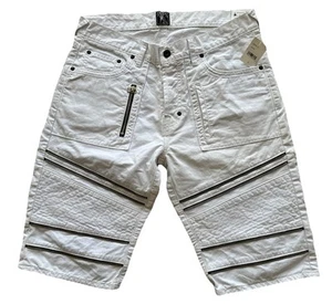 Pantaloncini lunghi uomo PRPS denim bianco taglia 32” tasche zip nuovi - Foto 1 di 11