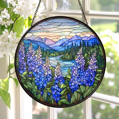 Atrapasol de vitral Texas Bluebonnet, adorno de flor estatal Foto 1 de 4