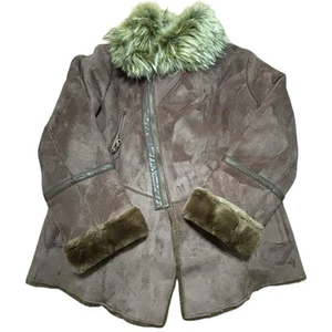 Abrigo Chaqueta Donna Salyer’s Fabulous Furs Imitación Gamuza Piel de Oveja Forrado XL Tabaco - Imagen 1 de 4