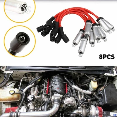 Kit de 8 cables de bujía rojos para Chevrolet Chevy GMC Cadillac Buick de repuesto Foto 1 de 4