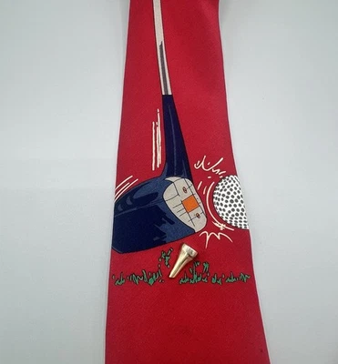 Corbata de golf Vicky Davis NY novedad seda corbata The Drive 4 x 56 hecha en EE. UU. Foto 1 de 4