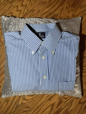 Camisa de vestir Stafford para hombre talla 16 32-33 azul blanco calce regular manga larga Foto 1 de 3