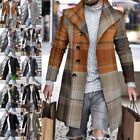 Veste à manches longues pour hommes hiver chaud coupe mince trench-coat à carreaux