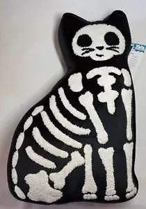 Cuscino per gatto scheletro nero peluche magazzino 20 pollici Decorazione Halloween Nuova Con Etichetta - Foto 1 di 3