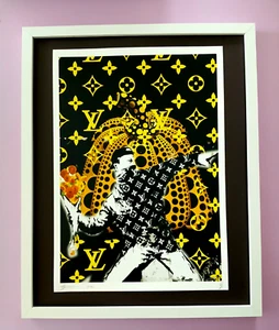 DEATH NYC Signed Large 16x20in Frame Banksy Yayoi Kusama Flower Thrower COA % - Picture 1 of 5