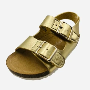Sandalias doradas de gancho y bucle con correa de hebilla zapatos cómodos de verano talla 5 para niñas pequeñas - Imagen 1 de 5