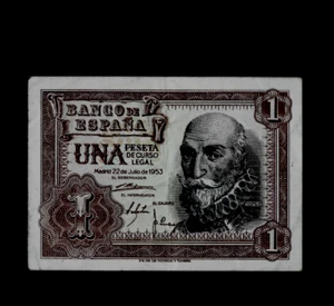 SPAIN (1) BANK NOTE 1 PESETA 22. 7.1953 EXTRA FINE/ALMOST UNCIRCULATED P 144 - Picture 1 of 2