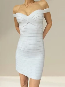 Sherri Hill White Bodycon Bandage Cocktail Prom Mini Dress Women Size 4 ( S) - Picture 1 of 23
