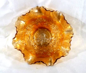 Vintage Imperial? Marigold Iridescent Windmill/Floral Ruffled Glass Bowl - Picture 1 of 11