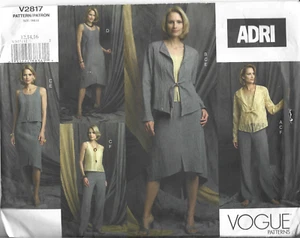 Vogue ADRI Pattern #V2817-Misses Jacket Top-Dress-Skirt-Pants in Sizes 12-14-16 - Picture 1 of 1