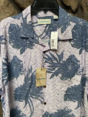 Caribbean S/S Hawaiian Camp Shirt Tropical Print Sz M,L NWT$69 ST5WC353 - Image 1 of 3