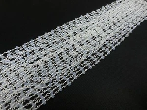 Opalite Quartz Rondelle Faceted 3-4mm Beads, Silver Wire Rosary Chain 6 Feet - Picture 1 of 4