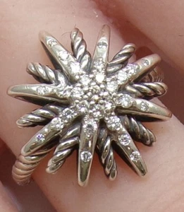 David Yurman Multi Diamond 17mm Starburst Sterling Silver Ring Size 5 LME2 - Picture 1 of 7