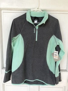 New Reebok Womens Green Gray Long Sleeve 1/4 Zip Pullover Sz M Medium Jacket - Picture 1 of 7